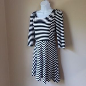 Black and White Striped Dress 2 Hearts- Size S